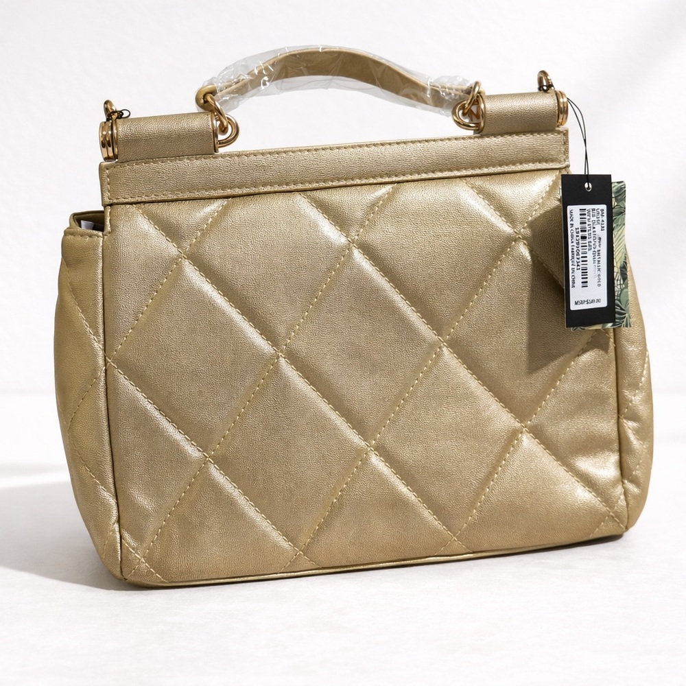 Badgley Mischka Gold Quilted Crossbody Bag - Picture 2 of 3